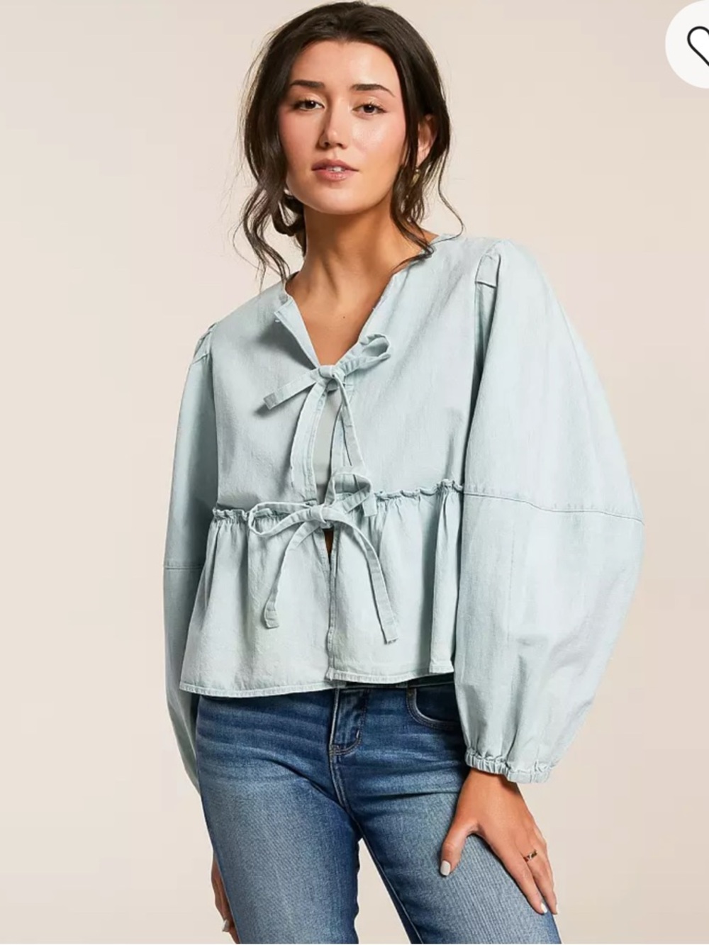Free people brunch babe denim top medium new